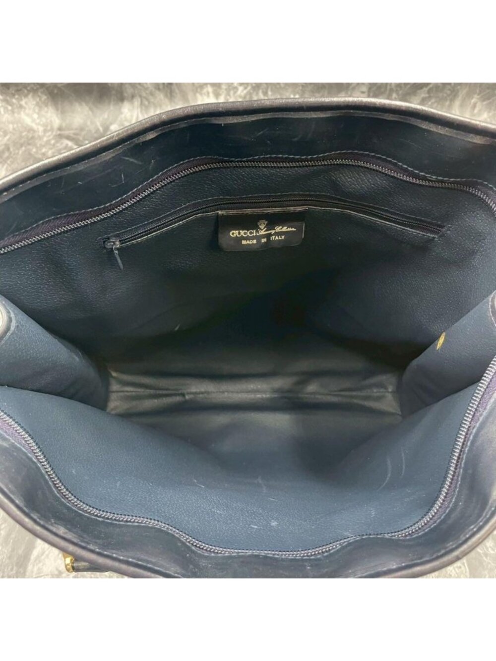 ★SOLD★ Gucci GG Sherry Line Tote Navy Beige Logo - Picture 5 of 10
